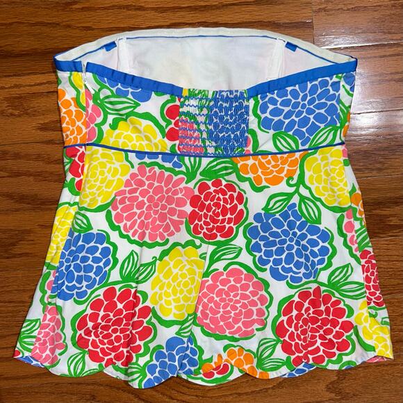 Lilly Pulitzer Strapless Scalloped Cael Top in Zinnie Minnie Floral Size 0 - Picture 8 of 12